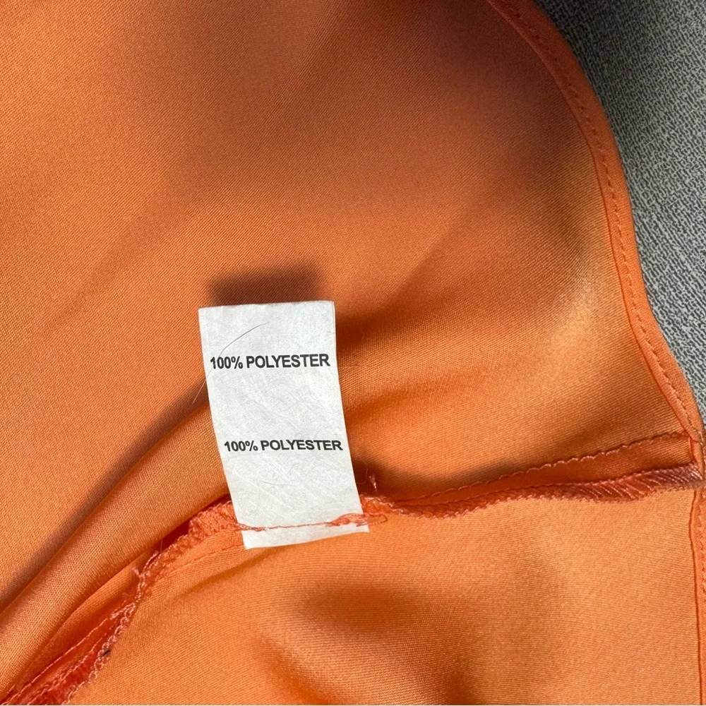 NWT New $495 Ramy Brook Averi Cowl Neck Slip TROPIC ORANGE Dress Size L - Picture 8 of 8